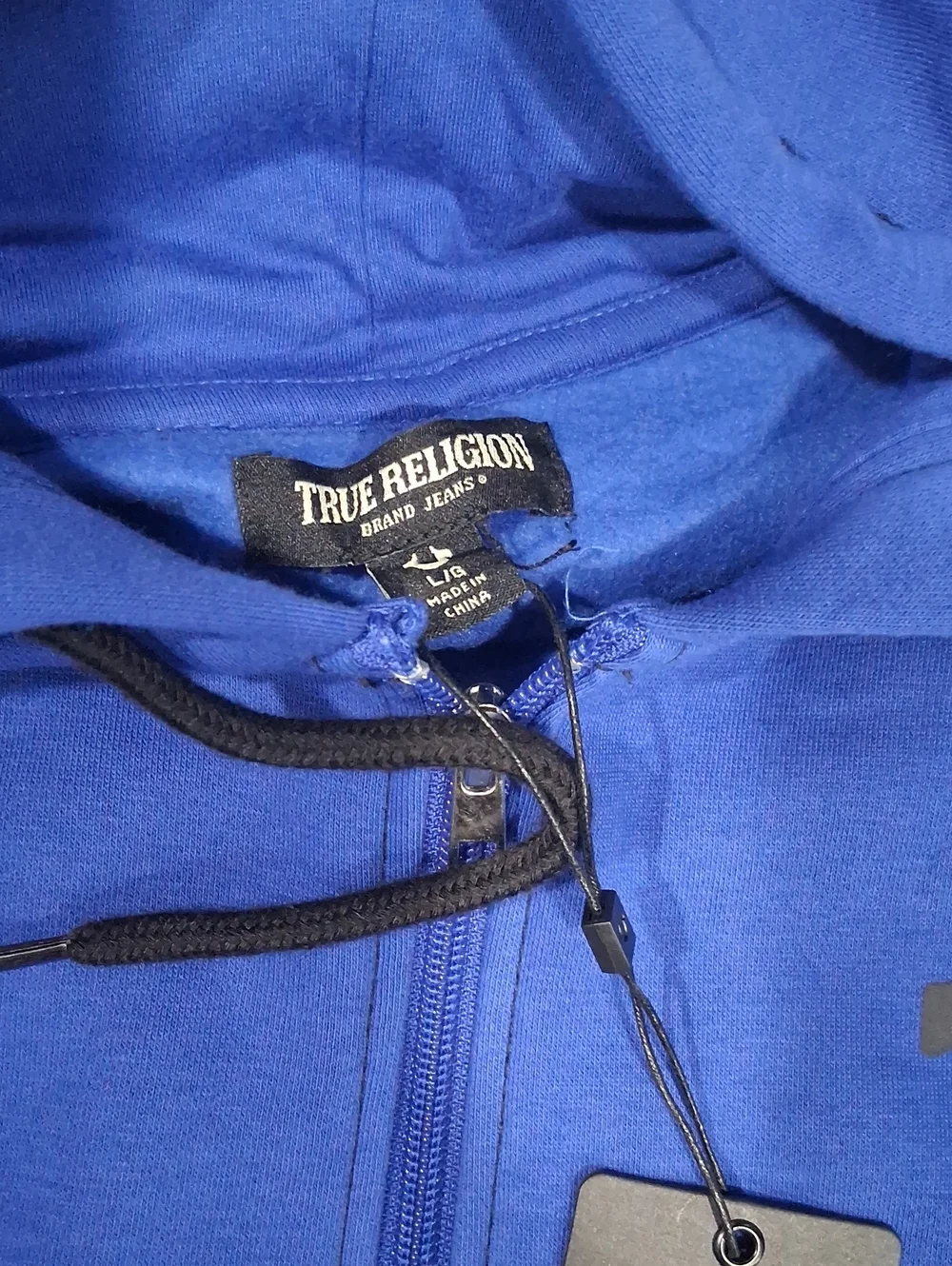 True Religion Contrast Zip Hoodie Size-L Color-Royal Blue NWT